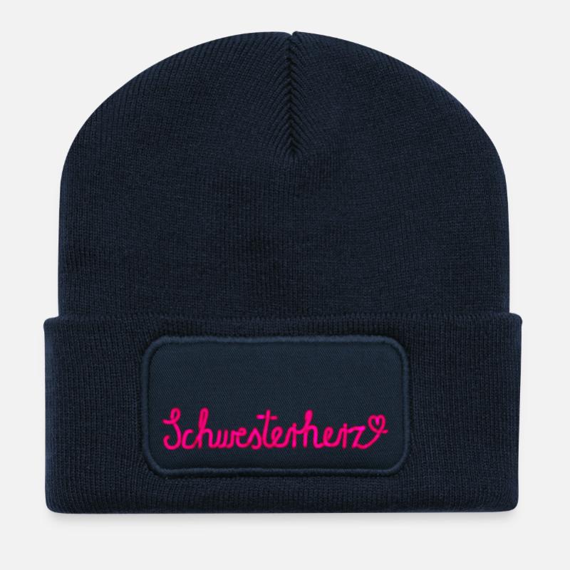 Schwesterherz - Geschenk mit Herz - Recycelte Patch Beanie - French Navy