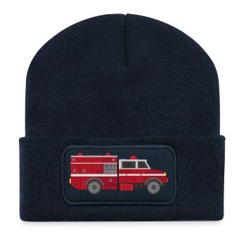 Camion de pompiers - Beanie recyclé à patch - bleu marine - Devant
