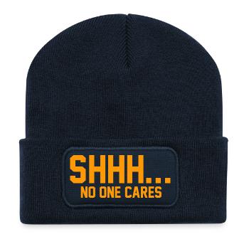CHUT... Personne ne s’en soucie - Beanie recyclé à patch - bleu marine - Devant