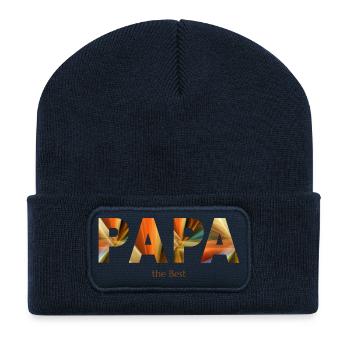 Papa - mon ancre - Beanie recyclé à patch - bleu marine - Devant