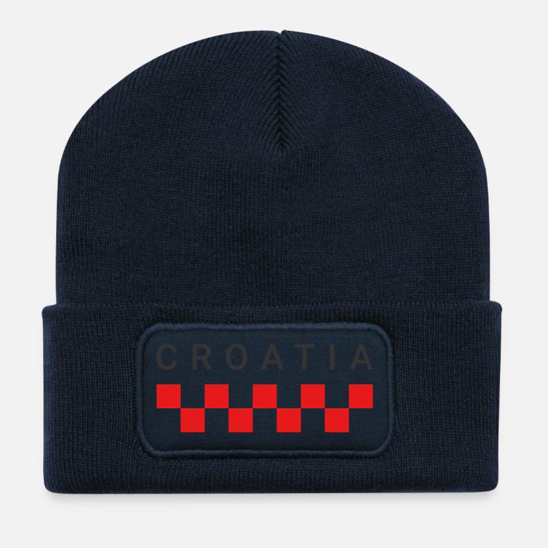 Croatia Red Squares - Recycled Patch Beanie - french navy