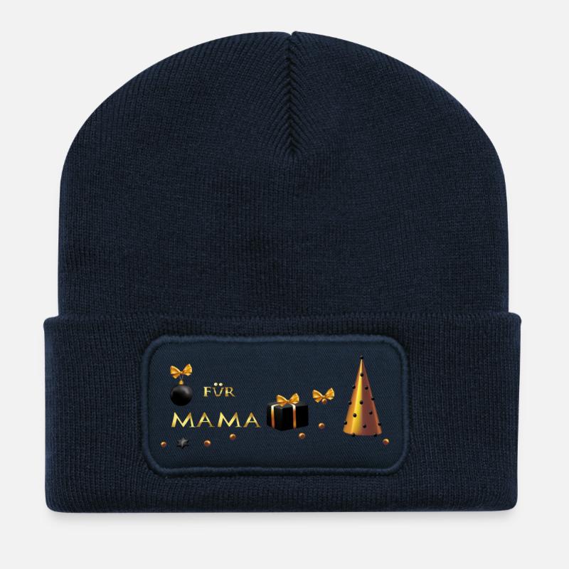 Weihnachtsgeschenk für Mama - Recycelte Patch Beanie - French Navy