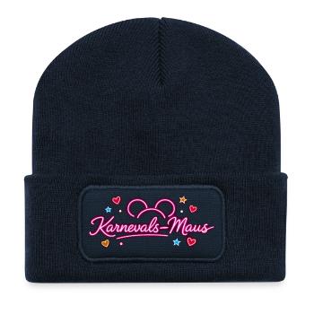 KarnevalsMaus Fastnacht Fasching Outfit Niedlich - Recycelte Patch Beanie - French Navy - Vorne