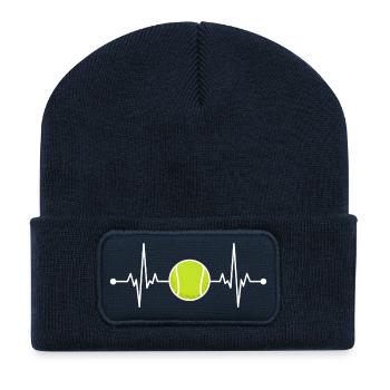 Heartbeat Tennis Tennis Player Pulse Heartbeat Male - Recycled Patch Beanie - french navy - Front