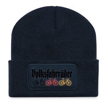 People’s Bicycles - Drôles de mèmes allemands - Beanie recyclé à patch - bleu marine - Devant