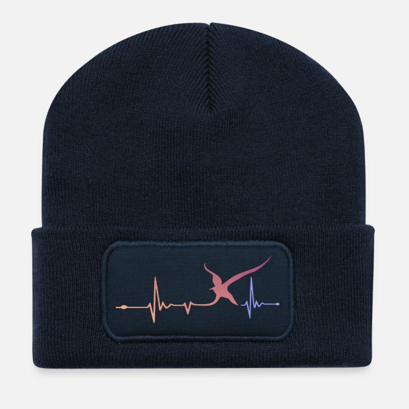 Herzschlag trifft Vogelflug - Recycelte Patch Beanie - French Navy