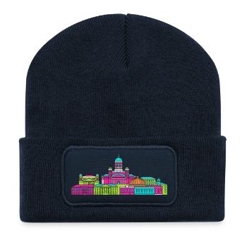 Helsinki City Skyline Kathedrale Moderne Linienkunst - Recycelte Patch Beanie - French Navy - Vorne