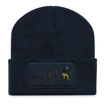 Evolution Skateboarder – Grunge Skate Design - Recycelte Patch Beanie - French Navy - Vorne