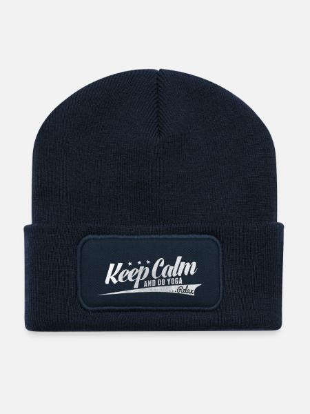 Keep Calm Yoga Entspannung - Recycelte Patch Beanie - French Navy