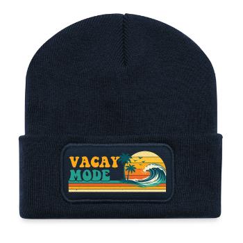 Vacay Mode Retro Cruise Beach Trip Palm Trees - Recycled Patch Beanie - french navy - Front