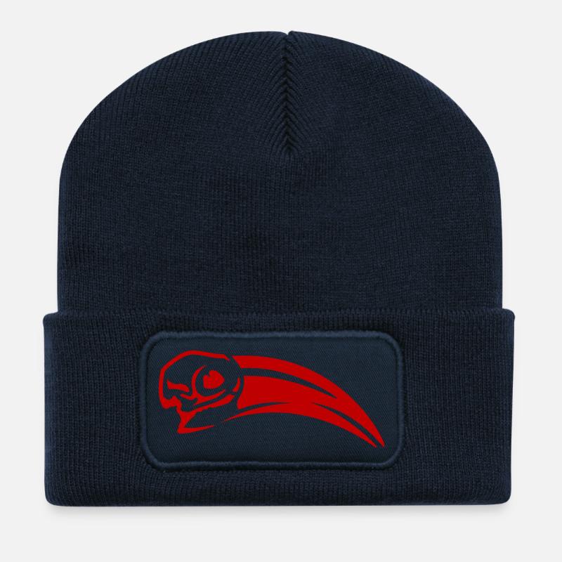 Red-billed Toko Skull - Recycled Patch Beanie - french navy