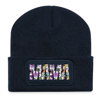 Floral Rainbow Word Pattern - Recycled Patch Beanie - french navy - Front