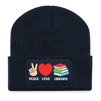 Book Bookworm Library Reading Bookworm - Recycled Patch Beanie - french navy - Front