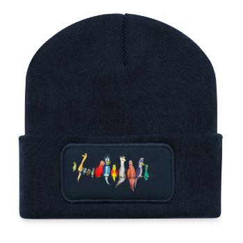 Des oiseaux colorés en laisse - Beanie recyclé à patch - bleu marine - Devant
