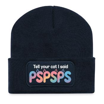 Chat Dis à ton chat Pspsps Chat Maman Miaulement Chats - Beanie recyclé à patch - bleu marine - Devant