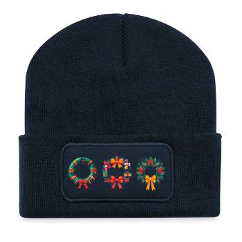 Anniversaire et Noël de couronne festive - Beanie recyclé à patch - bleu marine - Devant