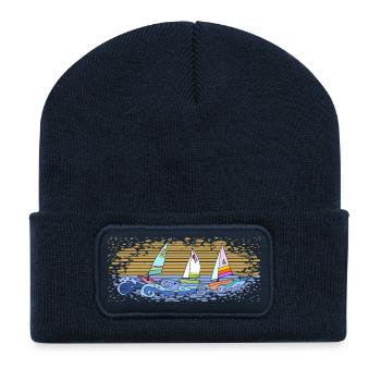 Sailboats - Recycled Patch Beanie - french navy - Front