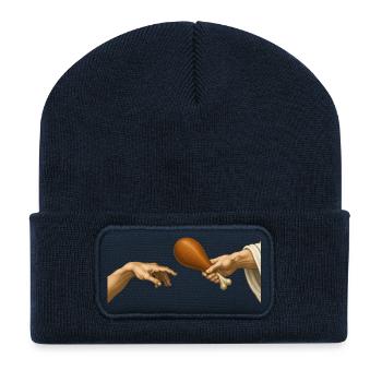 Truthahn – Die Schöpfung – Lustiges Thanksgiving - Recycelte Patch Beanie - French Navy - Vorne