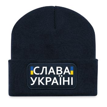 Slava Ukraini wrriten with Cyrillic, Слава Україні - Recycled Patch Beanie - french navy - Front