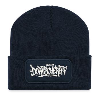 Graffiti du shérif du village - Beanie recyclé à patch - bleu marine - Devant