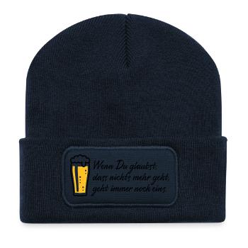 Wenn Du Glaubst, Dass Nichts Mehr Geht, Bier POS2C - Recycelte Patch Beanie - French Navy - Vorne