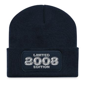 2008 Jahrgang Geburtstag Vintage Retro Geschenk - Recycelte Patch Beanie - French Navy - Vorne