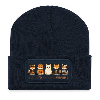 Halloween Fuchs-Crew - Recycelte Patch Beanie - French Navy - Vorne