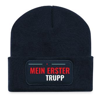 Mein erster Trupp – Geschenk Jugendfeuerwehr - Recycelte Patch Beanie - French Navy - Vorne