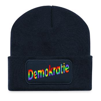 Regenbogen Demokratie - Recycelte Patch Beanie - French Navy - Vorne