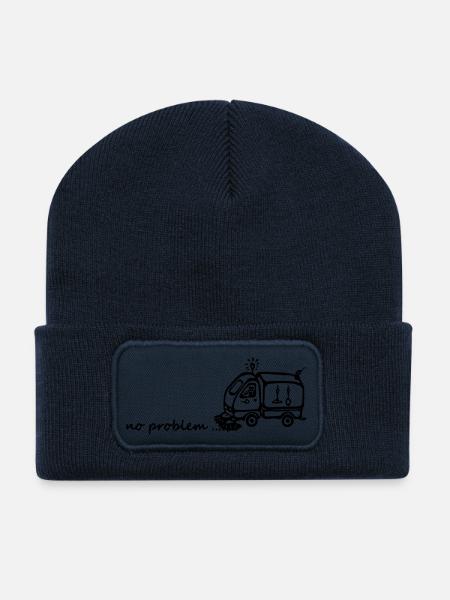 Balayeuse - no problem - Beanie recyclé à patch - bleu marine
