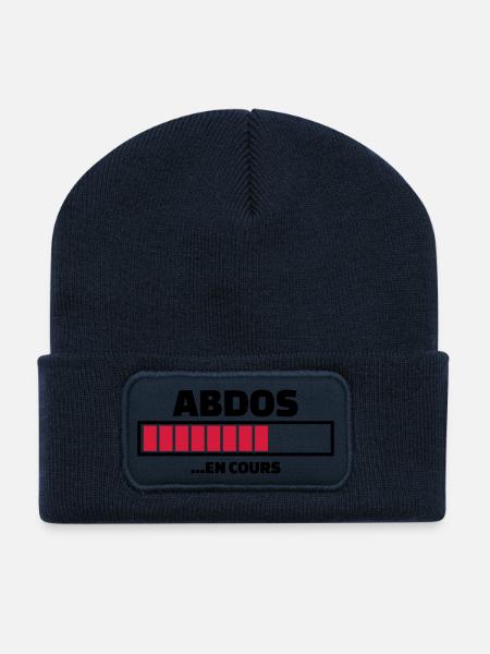 abdos en cours (v.2) - Beanie recyclé à patch - bleu marine