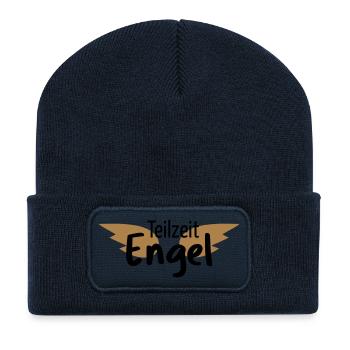 Engel Teilzeitengel Flügel Held Heldin Geschenk - Recycelte Patch Beanie - French Navy - Vorne