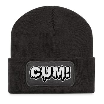 Cum | Sperma | Wichse - Beanie recyclé à patch - charbon - Devant
