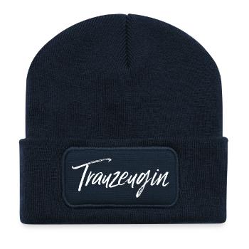 Trauzeugin weiss - Recycelte Patch Beanie - French Navy - Vorne