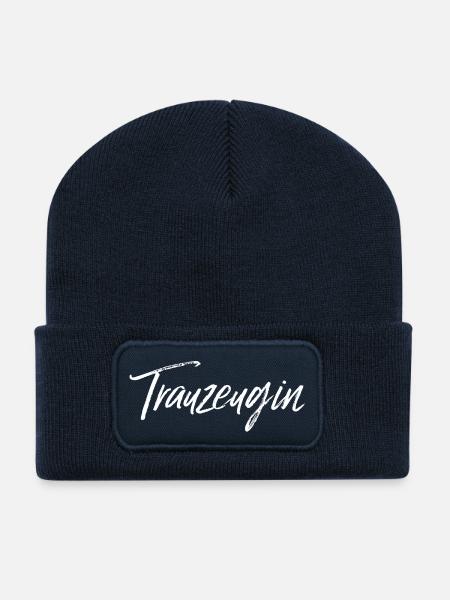 Trauzeugin weiss - Recycelte Patch Beanie - French Navy