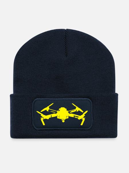 Drohne gelb - Recycelte Patch Beanie - French Navy