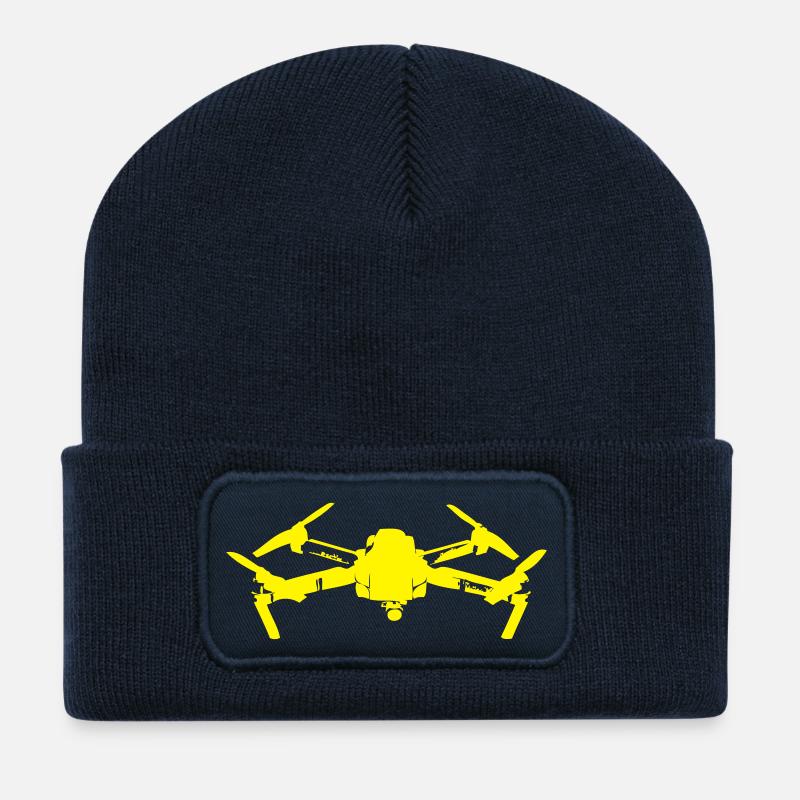 Drohne gelb - Recycelte Patch Beanie - French Navy