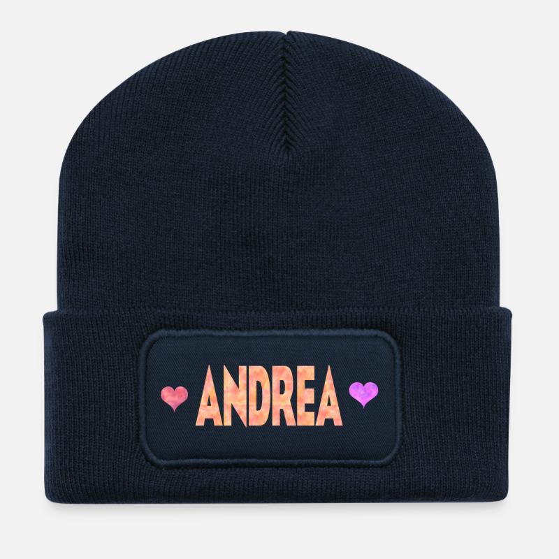 Andrea - Beanie recyclé à patch - bleu marine