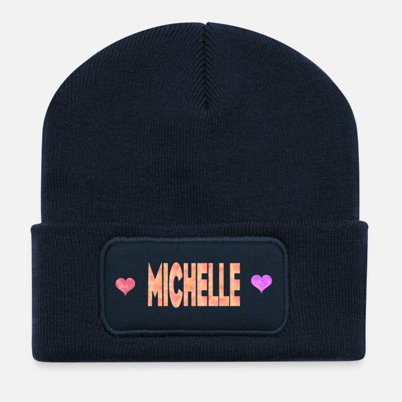 Michelle - Beanie recyclé à patch - bleu marine