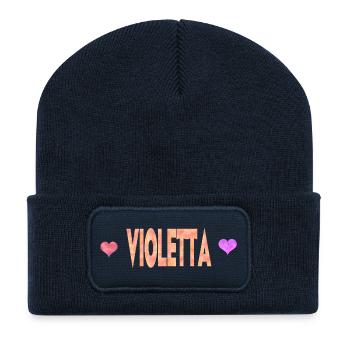 Violetta - Beanie recyclé à patch - bleu marine - Devant