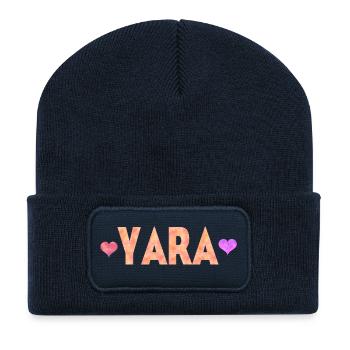 Yara - Beanie recyclé à patch - bleu marine - Devant