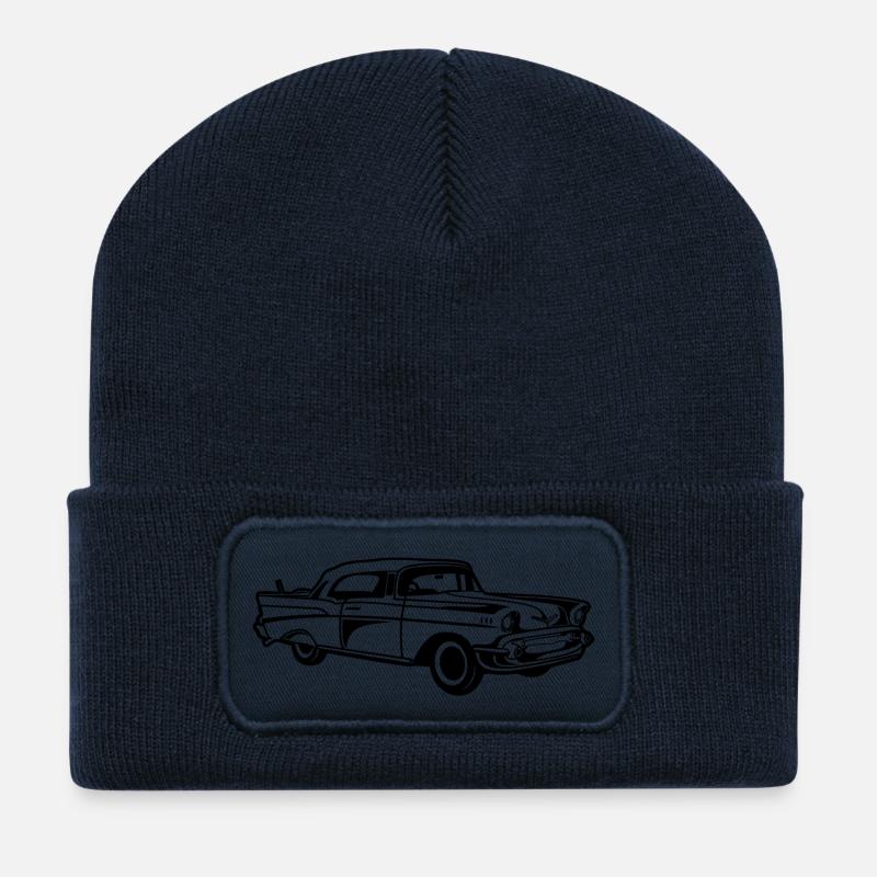 Chevy Bel Air / Oldtimer 01_black - Recycled Patch Beanie - french navy