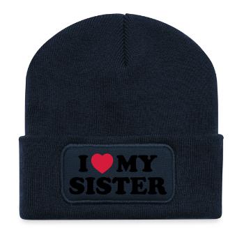 I love my sister - Recycelte Patch Beanie - French Navy - Vorne