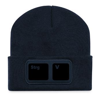 Strg V Copy and Paste Vater und Sohn Partner Shi - Recycelte Patch Beanie - French Navy - Vorne