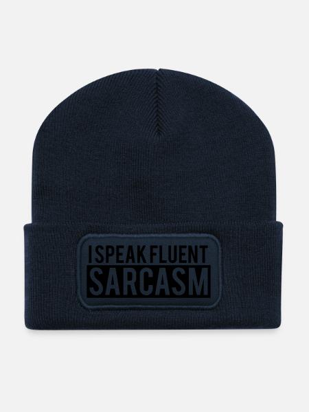 I Speak Fluent Sarcasm - Recycled Patch Beanie - french navy