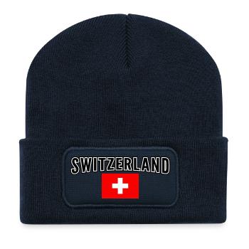 Schweiz - Recycelte Patch Beanie - French Navy - Vorne