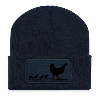 chicken_family__f1 - Beanie recyclé à patch - bleu marine - Devant