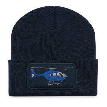 Blauer Hubschrauber Helikopter - Recycelte Patch Beanie - French Navy - Vorne