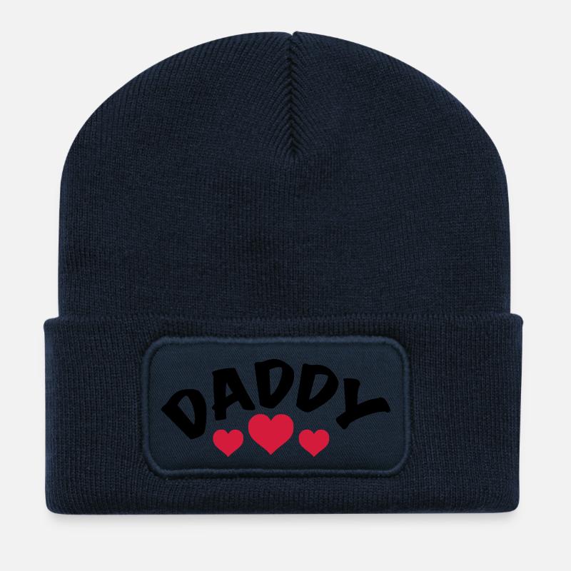 Dad / Daddy / Papa / Herz / i love my dad 2c - Recycled Patch Beanie - french navy
