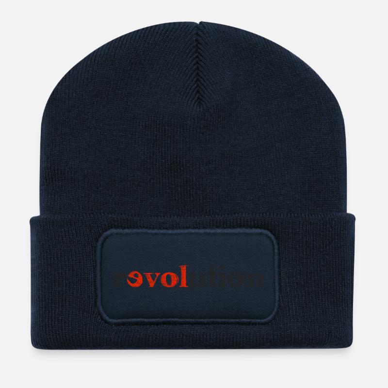 Révolution de l'amour - Beanie recyclé à patch - bleu marine